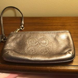 Silver Coach wristlet/ wallet